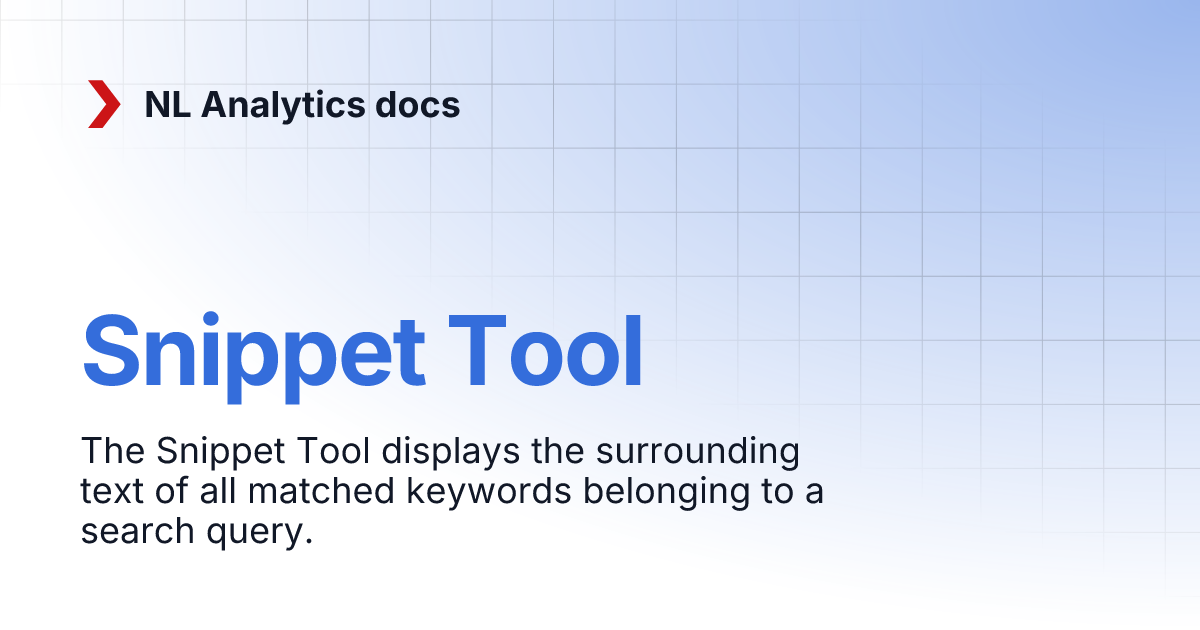 Snippet Tool | NL Analytics docs